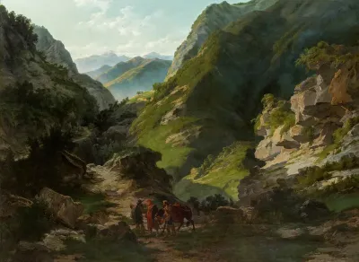 Travellers in the mountains
