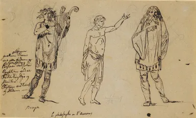 Tre mandsfigurer. Den t.v. ligner Braga-figuren på forgående blad