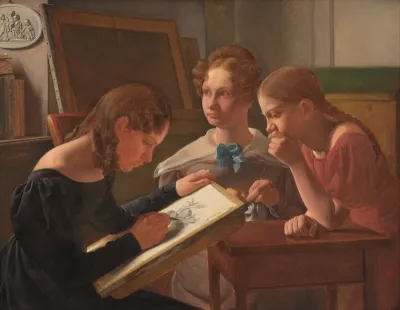 Tre unge piger. Kunstnerens søstre Alvilde, Ida, Henriette