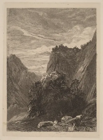 Trees at the Foot of a Cliff