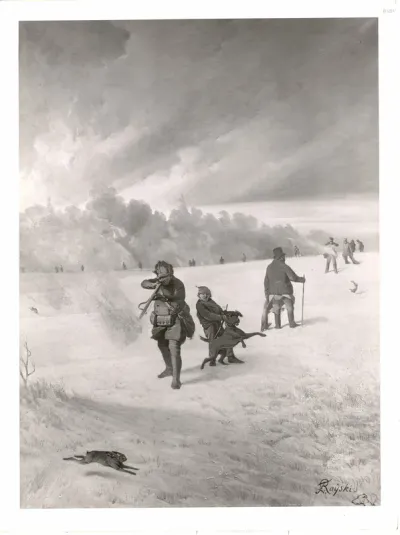 Treibjagd im Winter (Hasenjagd)
