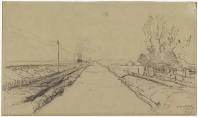 Trein in een polderlandschap