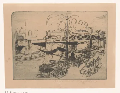Trein op een spoorbrug over het water