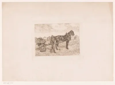 Trekpaard voor een kar op het strand