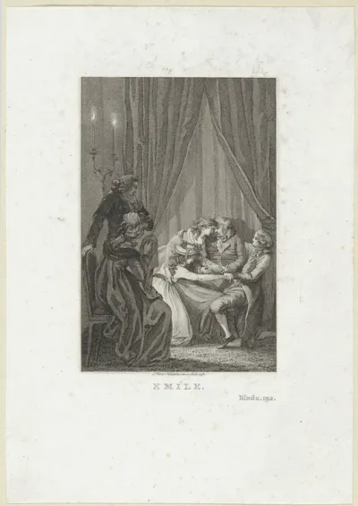Treurende familie in een vertrek