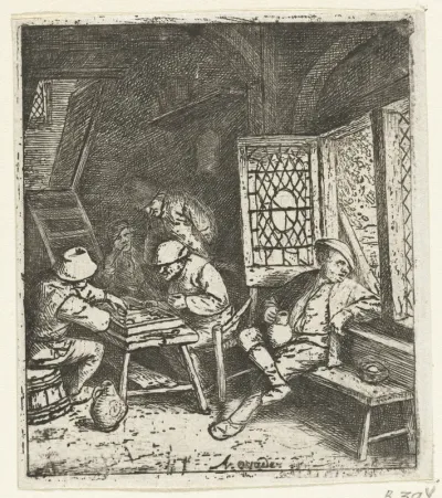 Trictac spelers in een herberg