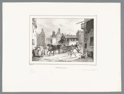 'Tricycle'-omnibus rijdt over een plein