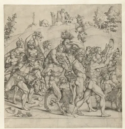 Triomf van Bacchus, midden plaat