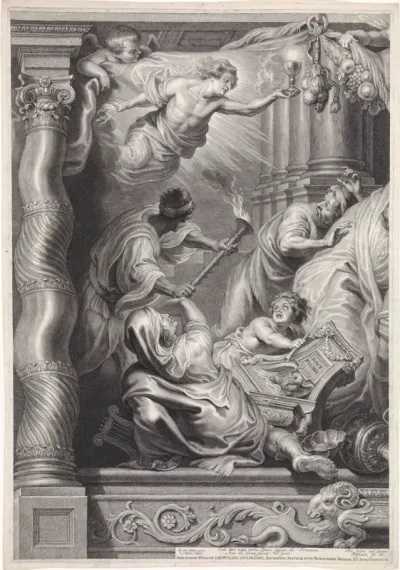 Triomf van de eucharistie over de afgoderij, linker blad