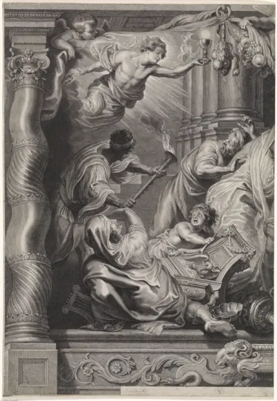 Triomf van de eucharistie over de afgoderij, linker blad