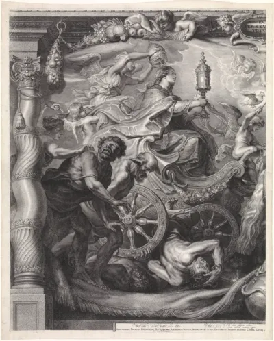 Triomf van de kerk door de Eucharist, linker blad