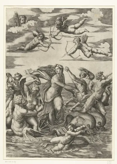 Triomf van Galatea met tritons en nereïden en putti