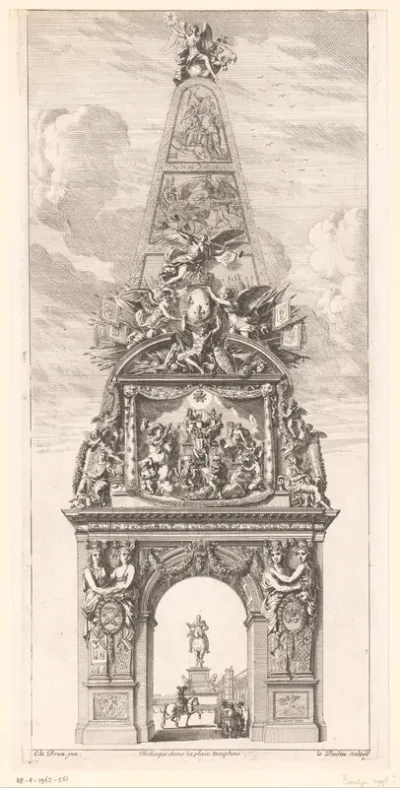 Triomfboog met obelisk op het Place Dauphine te Parijs