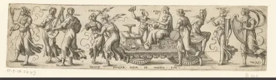 Triomftocht met musicerende mythologische figuren