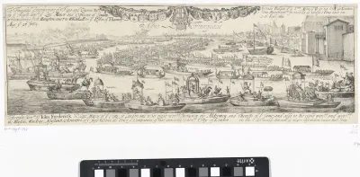 Triomftocht op het water bij de aankomst te Londen van koning Karel II en koningin Catharina van Braganza