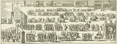 Triomftocht over een plein