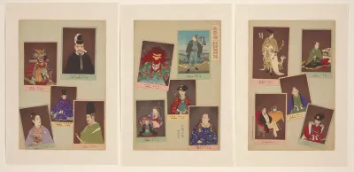 Triptiek met trompes l'oeil van cartes de visites en andere foto's