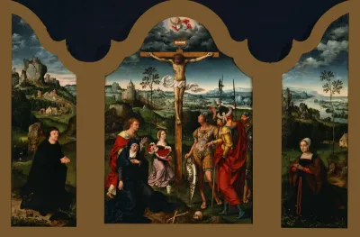 Triptych: The Crucifixion Flanked by the Kneeling Donor and His Wife