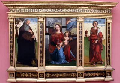 Triptychon, Maria mit Kind, Antonius Eremita, Maria Magdalena