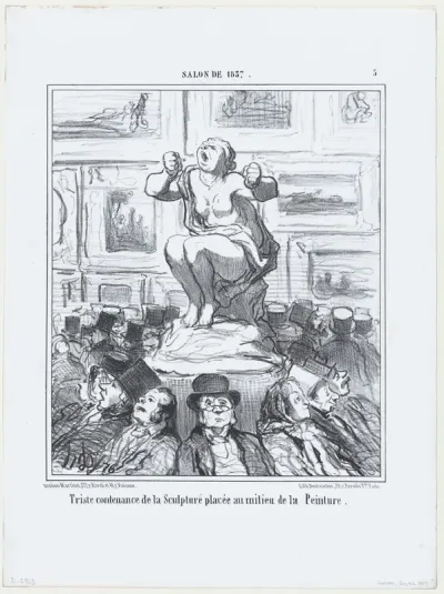 Triste contenance de la Sculpture placée au milieu de la Peinture, from Le Salon de 1857, published in "Le Charivari"