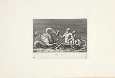 Triton houdt een schedel voor een zeemonster