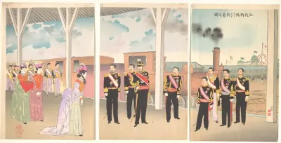 Triumphant Arrival of the Emperor at Shinbashi Station