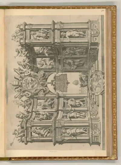 Triumphbogen mit dem Wappen Papst Paul V. (Borghese), Personifikationen und Embleme