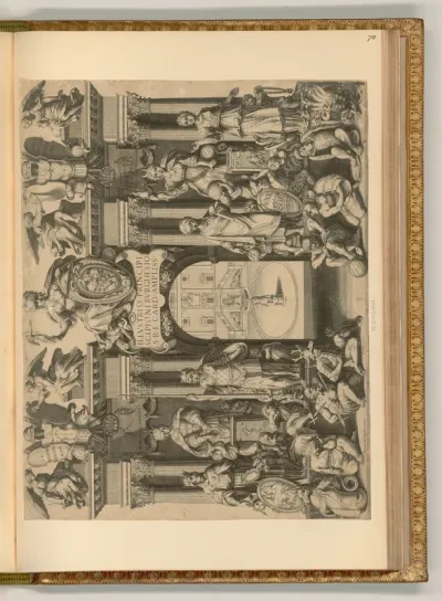 Triumphbogen mit Wappen, Personifikationen und Inschrift, Illustriss Principi Scipioni burghesio