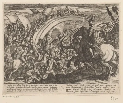 Troepen van Julius Civilis steken de Maas over