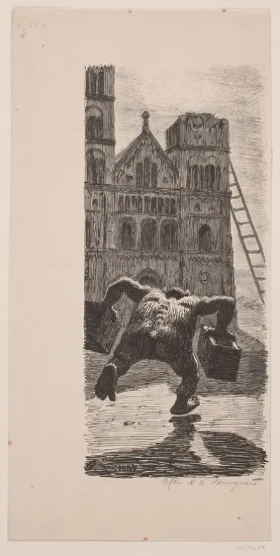 Trolden bygger Domkirken i Lund. Illustration til Poul Møller, "Sct Laurentius"