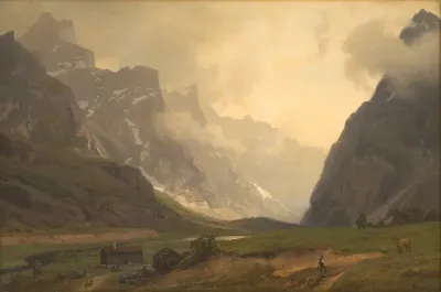 Troldtinderne i Romsdalen; foden af Romsdalshorn til højre