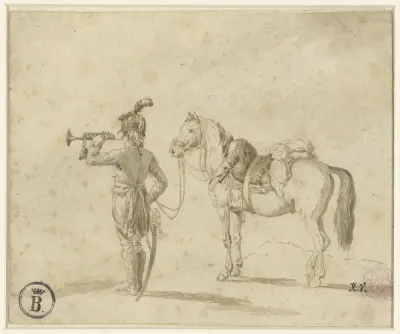 Trompetter naast paard