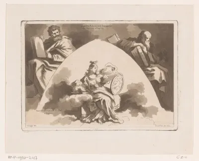 Tronende Minerva, erboven twee profeten