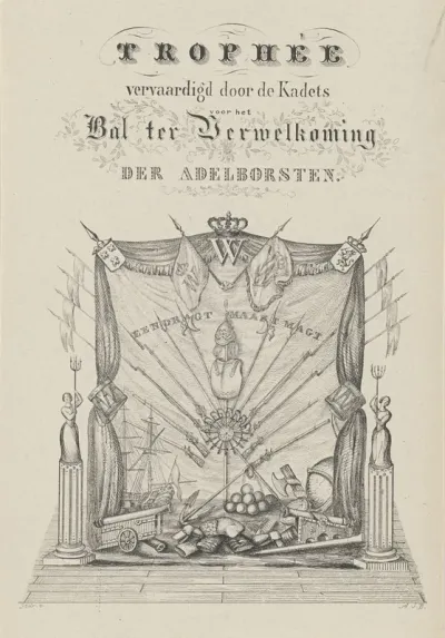 Trophée vervaardigd door de Kadets voor het Bal ter Verwelkoming der Adelborsten