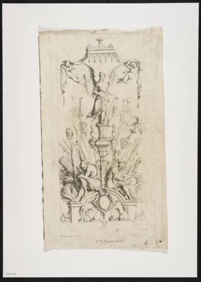 Trophy with Victoria and victory symbols