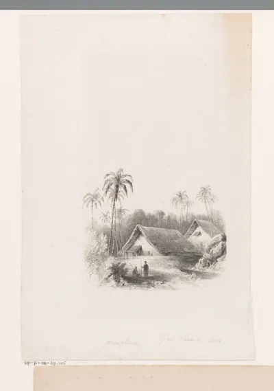 Tropisch landschap met huizen