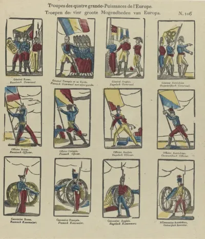 Troupes des quatre grandes Puissances de l'Europe / troepen der vier groote mogendheden van Europa