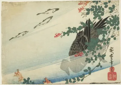 Trouts, duck, and bush clover