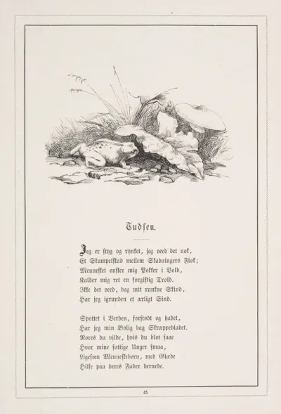 Tudsen. Illustration til H.V. Kaalund, "Fabler for Børn"