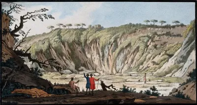 Tufa at the bottom of the crater of Monte Nuovo near Pozzuoli, formed in a volcanic eruption in 1538