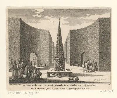Tuin met piramide van latwerk op landgoed Clingendael