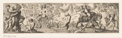 Tuin met spelende putti, nimfen en saters