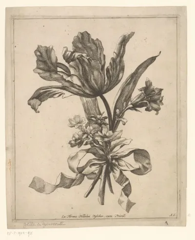 Tulp, boterbloemen en lelie in boeket