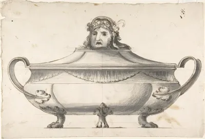Tureen, Finial with Mask