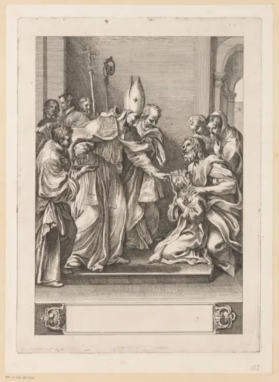 Turibius de Mogrovejo dient het heilige vormsel toe aan Rosa van Lima