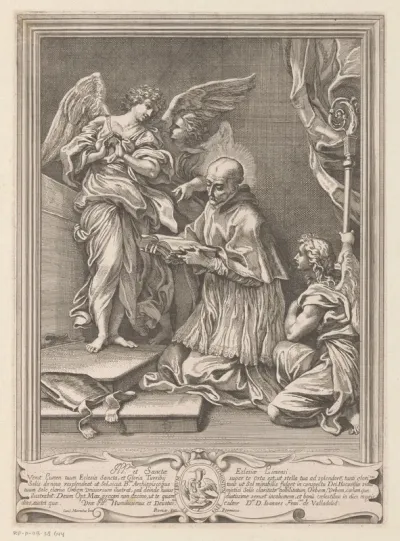 Turibius de Mogrovejo knielend met een boek