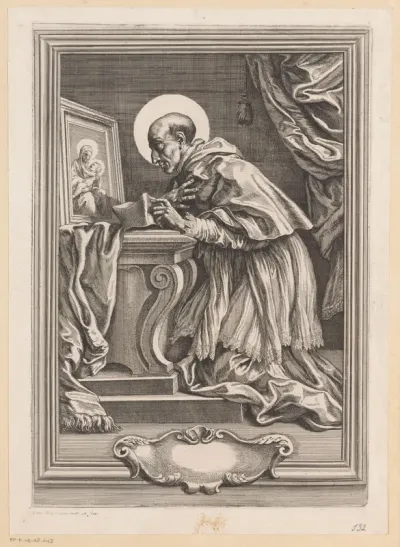 Turibius de Mogrovejo knielend voor een altaar