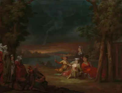 Turkse vrouwen in de omgeving van Istanbul — Jean Baptiste Vanmour Kanvas Tablo