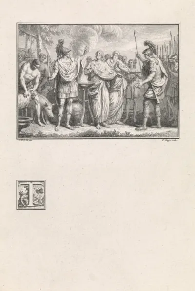 Turnus en Aeneas bereiden zich voor op het tweegevecht