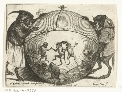 Twee apen houden een wereldbol vast